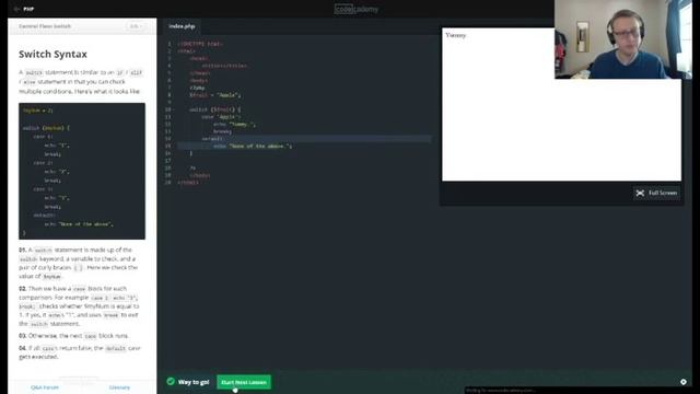 Learn PHP with CodeCademy: Control Flow: Switch смотреть онлайн