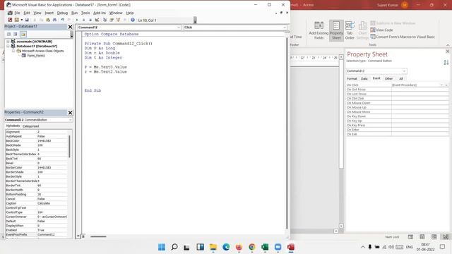 Personal Loan EMI Calculator - using VBA in Access 2021 смотреть онлайн