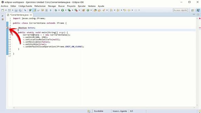 Java Swing. Ejemplo: botón Cerrar. смотреть онлайн