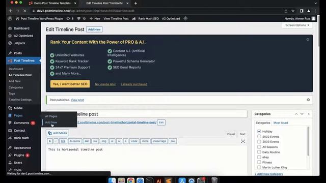 How to create Horizontal Timeline in Post Timeline WordPress Plugin смотреть онлайн
