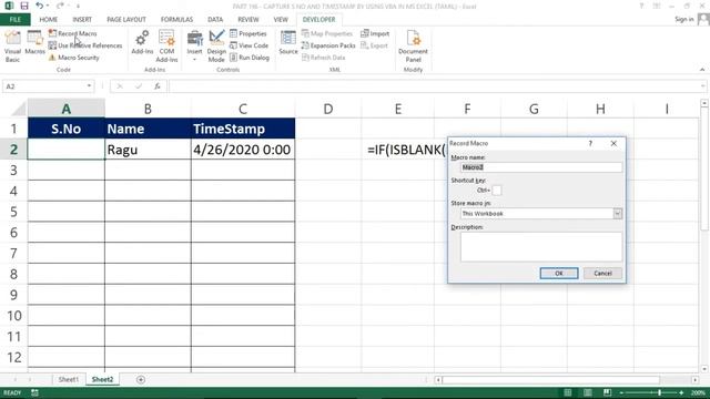 PART 196 - DYNAMIC SERIAL NUMBER & TIMESTAMP IN EXCEL BY USING VBA MACRO (TAMIL) смотреть онлайн