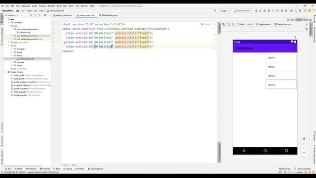 Android Studio PopUp Menu with java смотреть онлайн