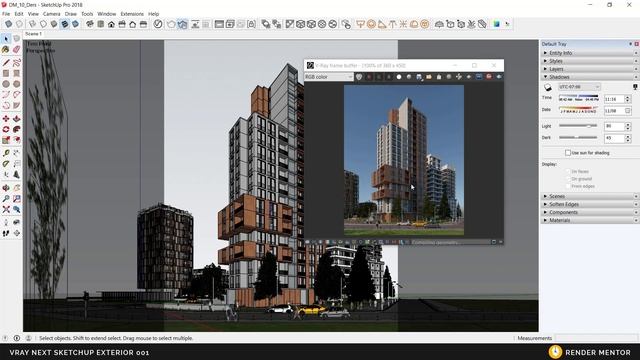 V-ray For Sketchup Day Light Render Settings With Sun And Sky смотреть онлайн