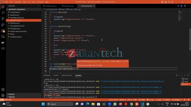 Functions, Variable Scope, if, else, nesting if, SW | Full Stack Developer Training | ZaranTech смотреть онлайн