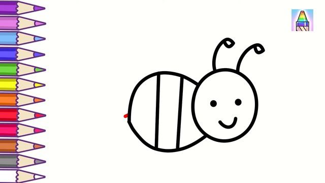 Как нарисовать ПЧЕЛКУ ИЗ ЦИФРЫ 10 | Раскраска для детей Животные из цифр | Coloring Kids смотреть онлайн