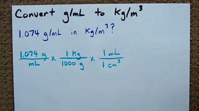 Convert g/mL into kg/m3 (units) смотреть онлайн