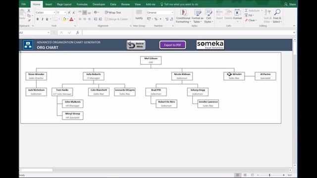 Advanced Automatic Organizational Chart Generator - Excel Template смотреть онлайн