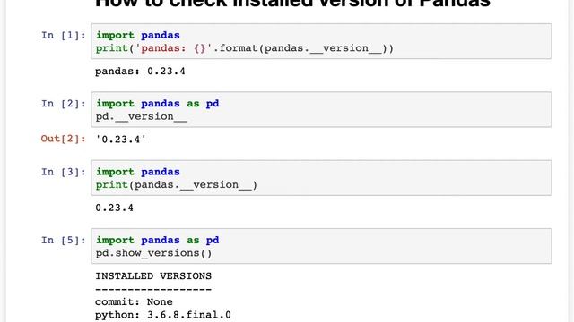 How to check installed version of Pandas | Jupyter Notebook | Python Data Science for beginners смотреть онлайн