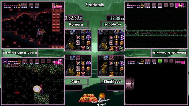 Week 1 Team Pro Gamer Girls and Komaru vs catJAMMERS. Super Metroid Ranomizer League S3 смотреть онлайн