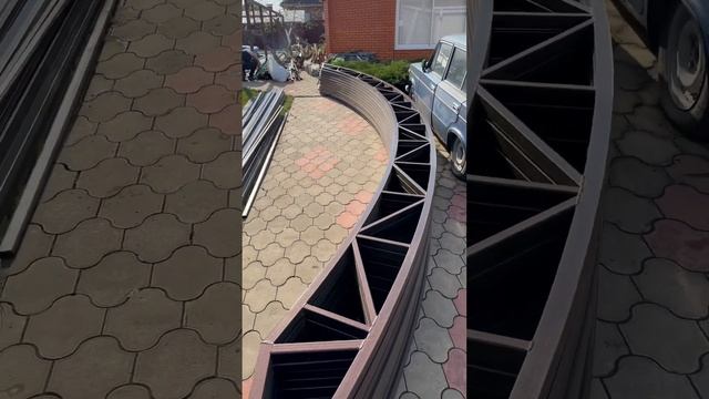 Навес для бассейна 16*8,5 второй день монтажа