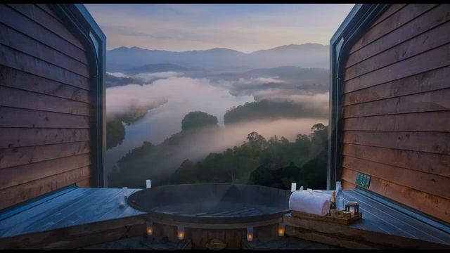 ЭНЕРГЕТИЧЕСКАЯ ЦЕЛЕБНАЯ АТМОСФЕРА. Гидромассажная ванна в горном спа-центре с расслабляющей музыкой смотреть онлайн