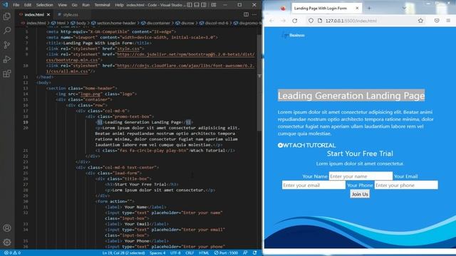 Landing Page With Login Form Using HTML CSS & Bootstrap смотреть онлайн