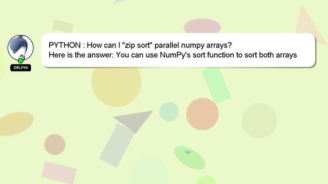 PYTHON : How can I "zip sort" parallel numpy arrays? смотреть онлайн