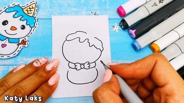 ⛄Как нарисовать СНЕГОВИКА/как сделать наклейки смотреть онлайн
