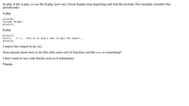 How to exit from php include function? смотреть онлайн