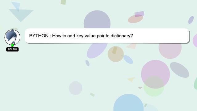 PYTHON : How to add key,value pair to dictionary? смотреть онлайн