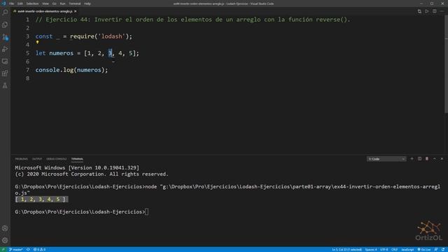 Lodash Ejercicio: 44 Invertir el Orden de los Elementos de un Arreglo con la Función reverse() смотреть онлайн