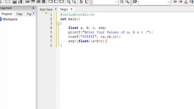 C Program to find the sum and average of three numbers смотреть онлайн