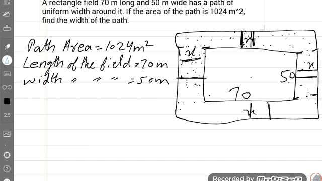 A rectangle field 70 m long and 50 m wide has a path of uniform width around it_____? смотреть онлайн