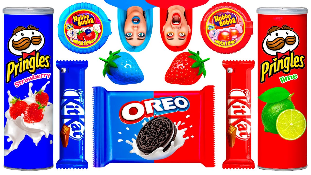 КРАСНО-СИНИЙ ЧЕЛЛЕНДЖ! Едим продукты одного цвета целый день с RaPaPa! CHALLENGE смотреть онлайн