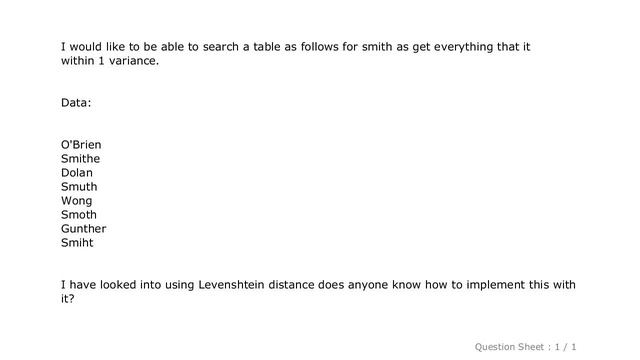 MySQL : Implementation of Levenshtein distance for mysql/fuzzy search? смотреть онлайн