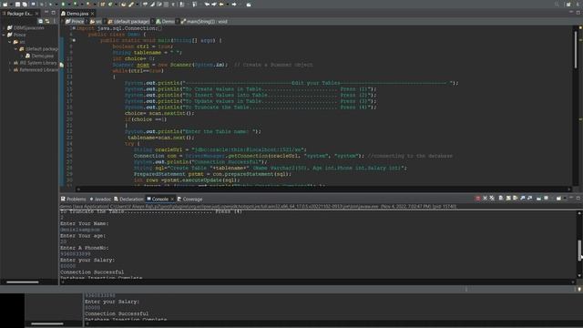 JAVA DATABASE CONNECTION IN ORACLE SQL смотреть онлайн