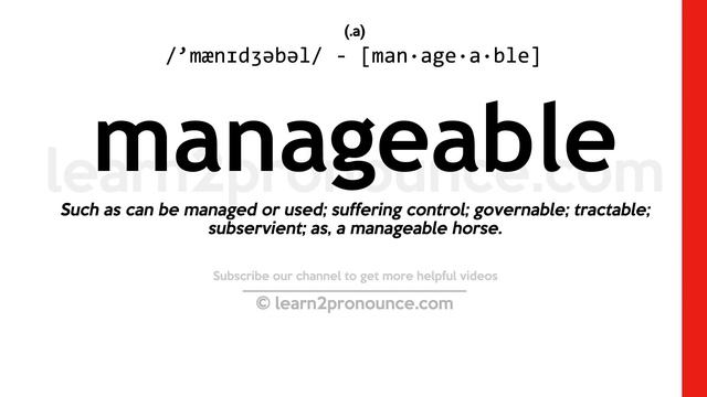 Pronunciation of Manageable | Definition of Manageable смотреть онлайн
