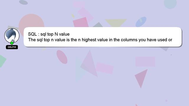 SQL : sql top N value смотреть онлайн