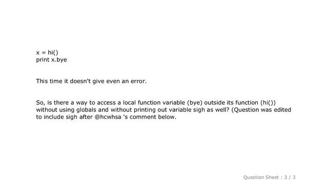 PYTHON : Access a function variable outside the function without using "global" смотреть онлайн