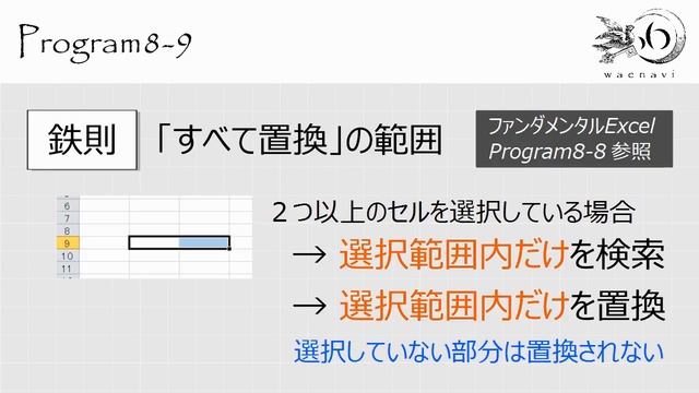 ファンダメンタルExcel 8-9 置換のトレーニング１（置換の基本）【わえなび】（ファンダメンタルExcel Program8 ジャンプと置換） смотреть онлайн