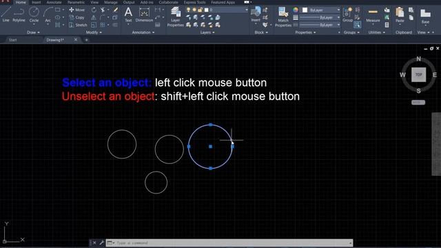 AutoCAD 2021 Tutorial: how to select an object and unselect an object? смотреть онлайн