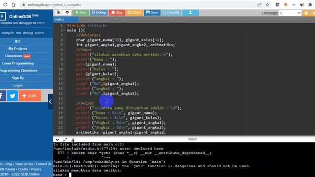 compile bahasa c dengan menggunakan onlinegdb смотреть онлайн