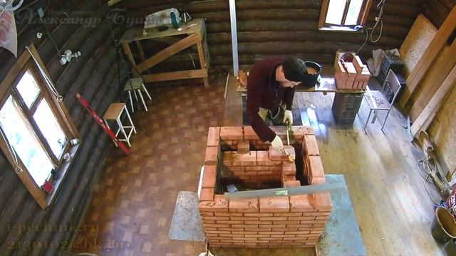 ТаймЛапс порядовка колпаковой отопительно варочной печи для отопления дома в 50м2 смотреть онлайн