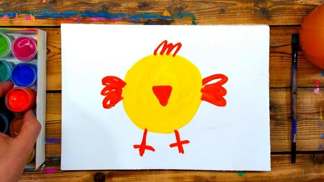 Рисуем Цыпленка КРАСКАМИ / Гуашь для детей смотреть онлайн