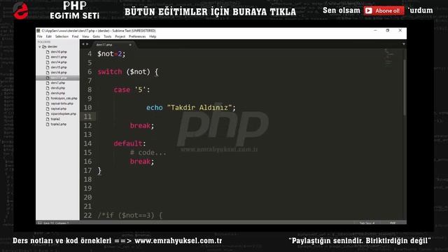 17-Php Dersleri - Switch Case deyimi kullanımı ve örnek program Php Eğitim Seti смотреть онлайн