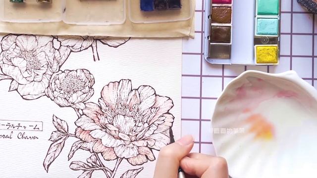 Watercolor Botanical Illustration How to Draw Peony Series #1 Coral Charm 8minutes смотреть онлайн