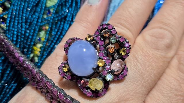 489.Натуральные камни.Серебро.Голубой халцедон смотреть онлайн