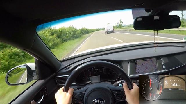 KIA Optima GT SW 2.0t Top Speed (255 km/h) on Autobahn - by Car's POV смотреть онлайн