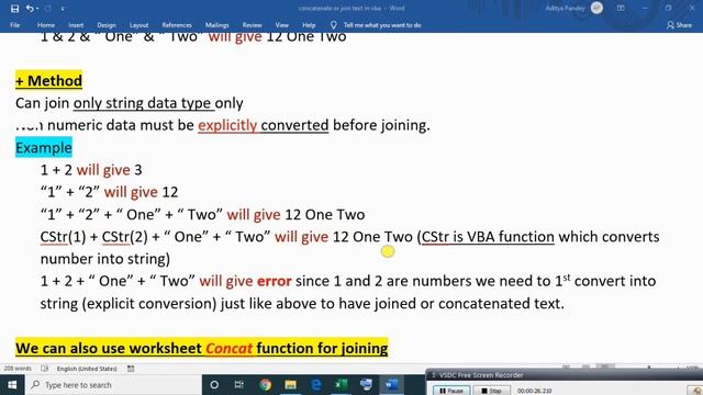 Join or Concatenate String in VBA смотреть онлайн