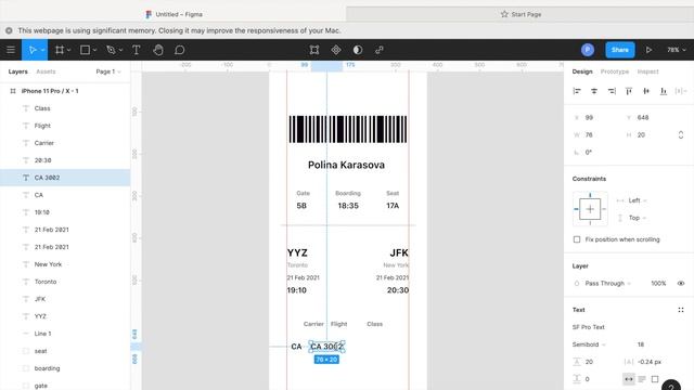 Mobile Boarding Pass Designed in Figma смотреть онлайн