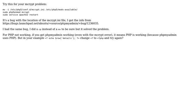 Ubuntu: PHP is not working well on Ubuntu 13.10 and mcrypt is missing in phpmyadmin (4 Solutions!!) смотреть онлайн
