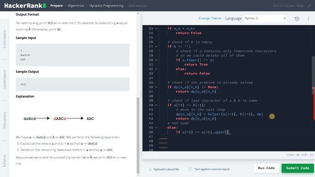226 - Abbreviation | Dynamic Programming | Hackerrank Solution | Python смотреть онлайн