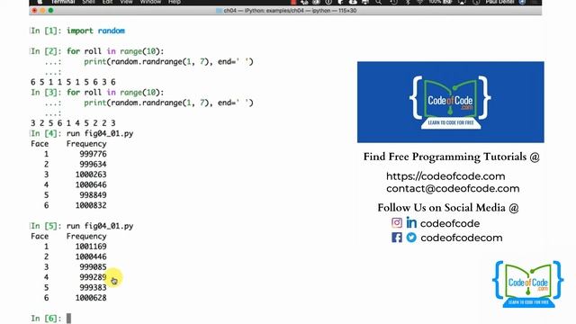 Learn Python | Chapter 04: Functions Ep.3: Random-Number Generation | CodeOfCode смотреть онлайн