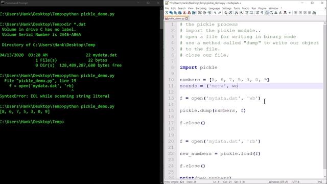 Python Programming Tutorial: Serializing Objects (Pickling) смотреть онлайн