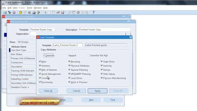 INV Item Copy Template, Oracle Applications Training смотреть онлайн