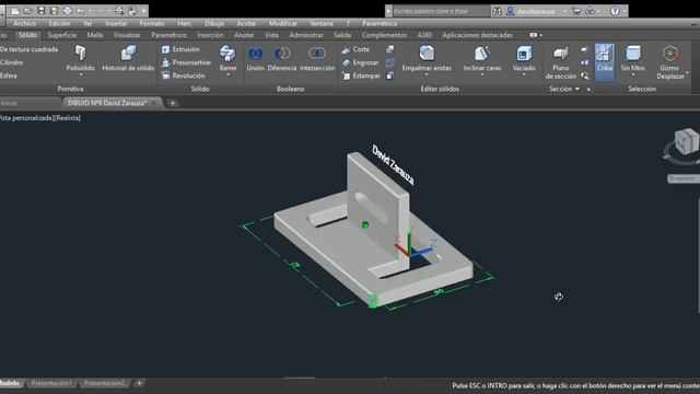 Pieza metálica David Zarauza Autodesk AutoCAD 2018 смотреть онлайн