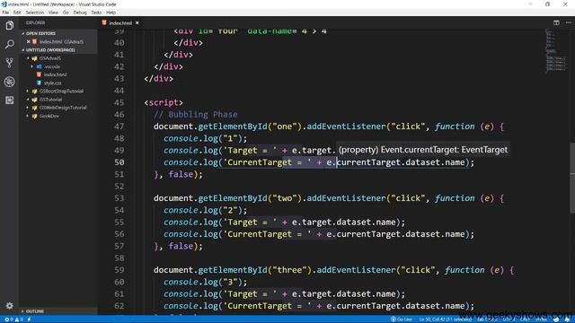 What is the Difference between target and current target in JavaScript (Hindi) смотреть онлайн