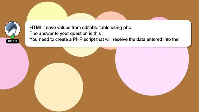 HTML : save values from editable table using php смотреть онлайн