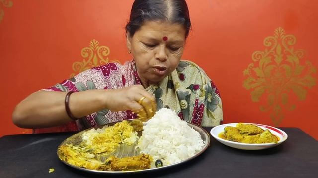 BIGBITES,EATING RICE WITH ILISH FRY, SORSHE ILISH, VOLAR JHAL,BOK FISH CURRY,,HUGE RICE,।।
