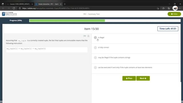 python Essentials 1 - SUMMARY TEST ( 100%) || part 1 summary test || CISCO смотреть онлайн